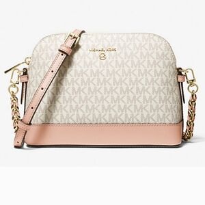 NWT MICHAEL Michael Kors Jet Set Charm Large Logo Dome Crossbody Bag - Vanilla